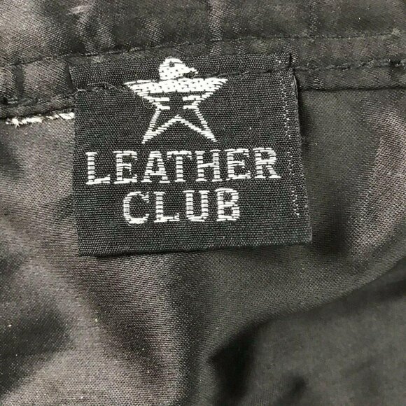 Vtg LC Leather Club Black Leather Vest Snap Front Western Motorcycle Biker Sz 54 - Picture 6 of 11